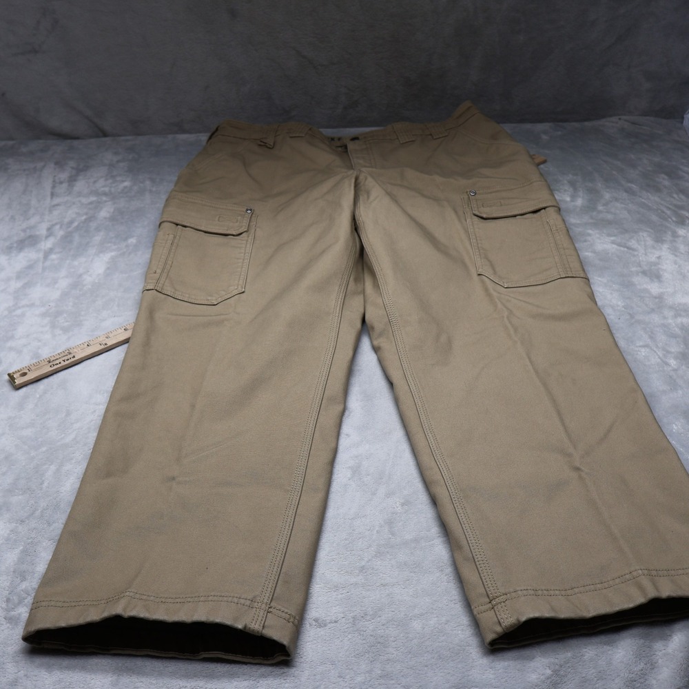 Duluth Trading Pants Mens 40x30 Beige Cargo Spandex Flex Fire Hose Canvas 39x31